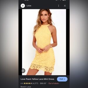 Lulus yellow Love Poem Dress. NWT. Never Worn.